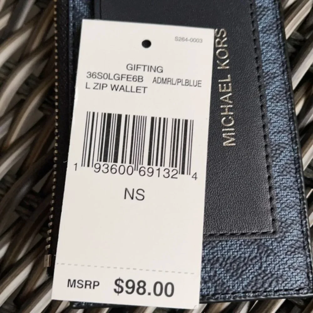 Michael Kors L Zip Mini Wallet Admiral NWT